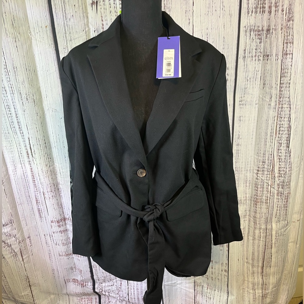 NWT Future Collective Kahlana Barfield Brown Target Tie-Front Blazer Black - Picture 2 of 4